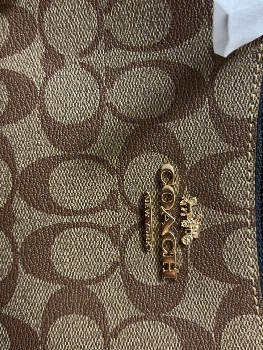 Coach Brown Signature Canvas Small Crossbody with Black Trim - Picture 2 of 7